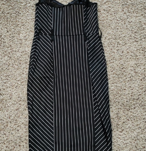 Black Pinstripe Midi Dress - Picture 2 of 3